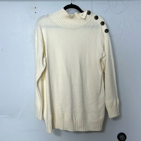 Anthropologie Margarita Tunic Sweater Cream Button S - Picture 3 of 7